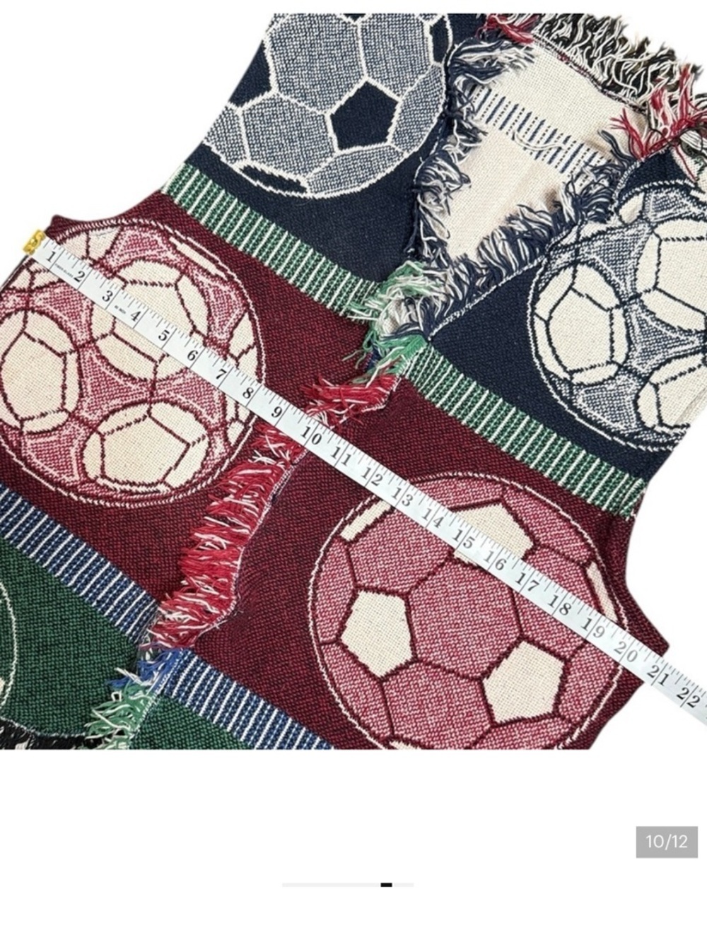 Fringed Soccer Ball Vest Upcycled Blanket Throw - Picture 8 of 8